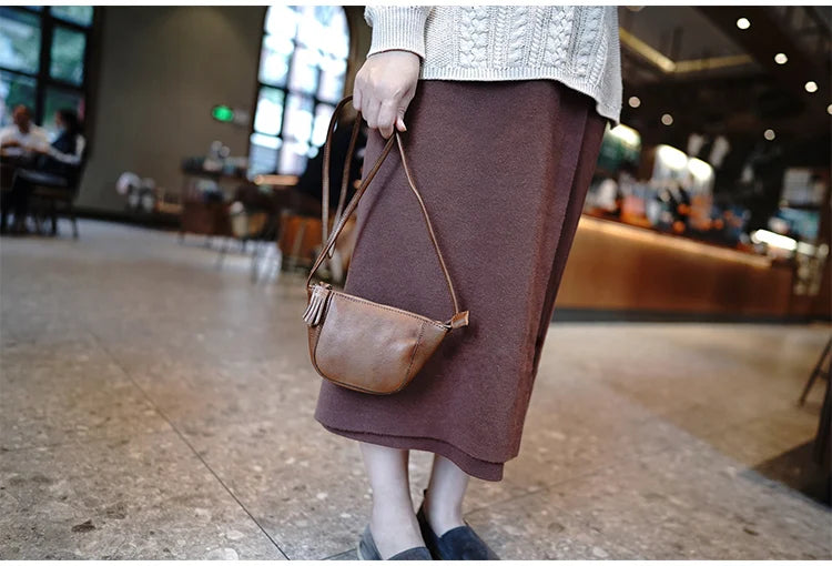 Taiwan Lee Kee Leather Goods Lee Kee original leather handmade Zhilin cow leather ancient leather shoulder bag -Mini small bag No. M2815 first layer cowhide bag leather original handmade leather leather goods