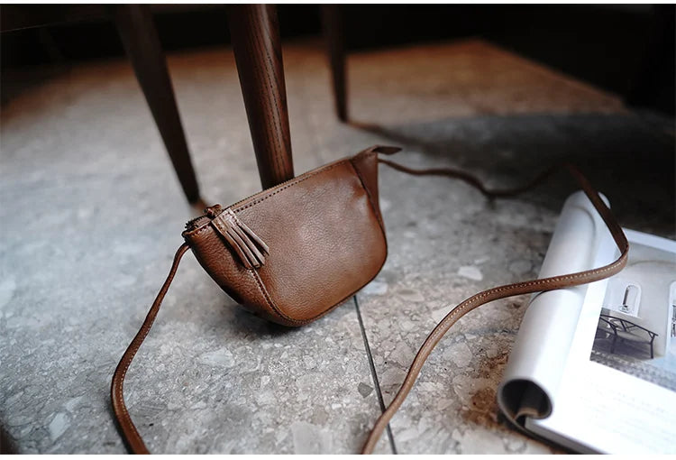 Taiwan Lee Kee Leather Goods Lee Kee original leather handmade Zhilin cow leather ancient leather shoulder bag -Mini small bag No. M2815 first layer cowhide bag leather original handmade leather leather goods