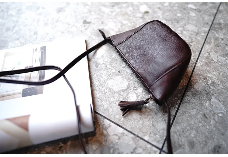 Taiwan Lee Kee Leather Goods Lee Kee original leather handmade Zhilin cow leather ancient leather shoulder bag -Mini small bag No. M2815 first layer cowhide bag leather original handmade leather leather goods