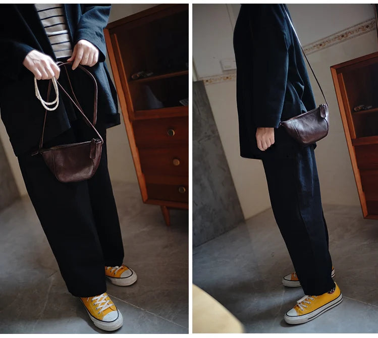 Taiwan Lee Kee Leather Goods Lee Kee original leather handmade Zhilin cow leather ancient leather shoulder bag -Mini small bag No. M2815 first layer cowhide bag leather original handmade leather leather goods