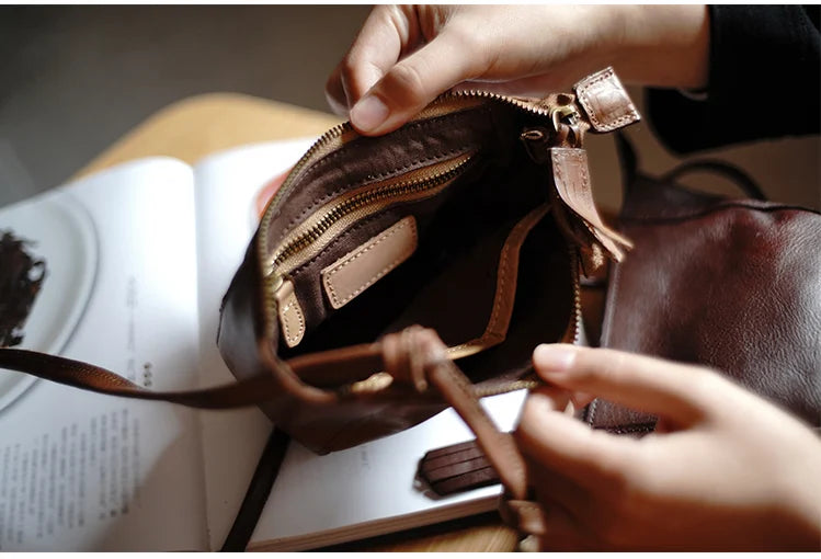 Taiwan Lee Kee Leather Goods Lee Kee original leather handmade Zhilin cow leather ancient leather shoulder bag -Mini small bag No. M2815 first layer cowhide bag leather original handmade leather leather goods