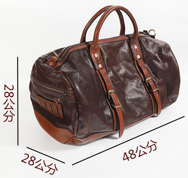 Taiwan Lee Kee Leather Goods Lee Kee Original handmade genuine leather Original handmade vegetable tanned cow leather for heavy industry Large capacity travel bag No. KB0116 First layer cowhide bag Leather Original handmade genuine leather Leather goods