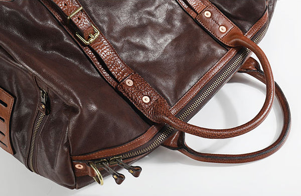 Taiwan Lee Kee Leather Goods Lee Kee Original handmade genuine leather Original handmade vegetable tanned cow leather for heavy industry Large capacity travel bag No. KB0116 First layer cowhide bag Leather Original handmade genuine leather Leather goods