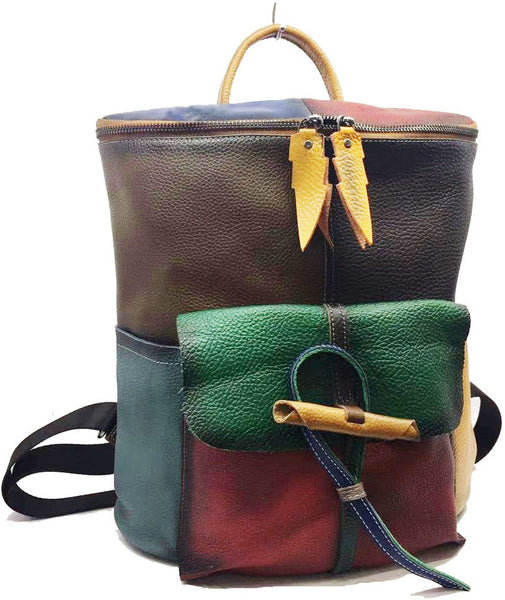 台灣李記皮具 李記 原創真皮手工 隨機皮料源 拼接後背包 1155號 頭層牛皮包包 皮革 原創手工真皮 皮件