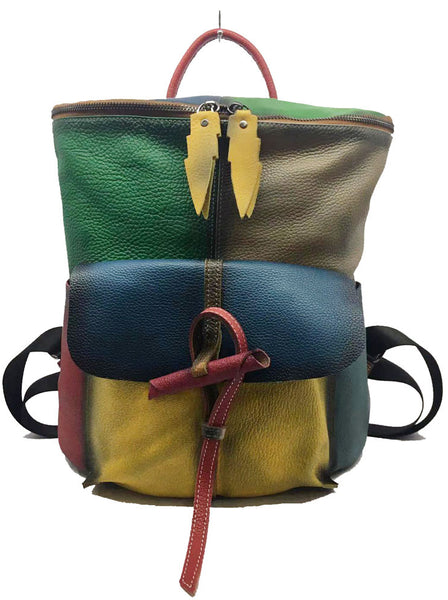 台灣李記皮具 李記 原創真皮手工 隨機皮料源 拼接後背包 1155號 頭層牛皮包包 皮革 原創手工真皮 皮件