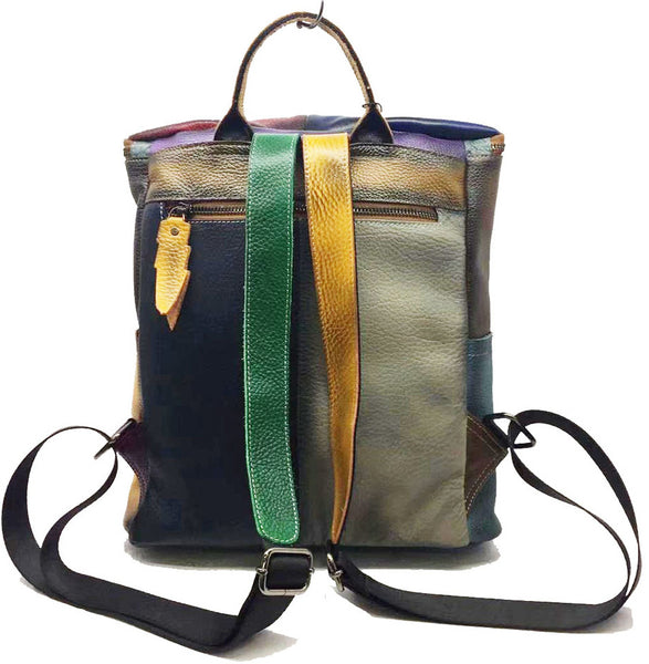 台灣李記皮具 李記 原創真皮手工 隨機皮料源 拼接後背包 1155號 頭層牛皮包包 皮革 原創手工真皮 皮件