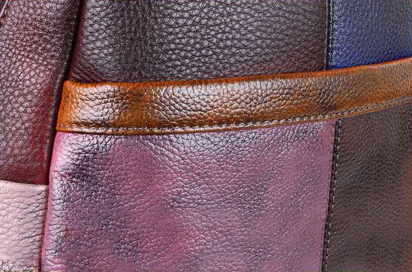 台灣李記皮具 李記 原創真皮手工 頭層牛皮 撞色系拼皮 手工擦色後背包 7C305號 頭層牛皮包包 皮革 原創手工真皮 皮件