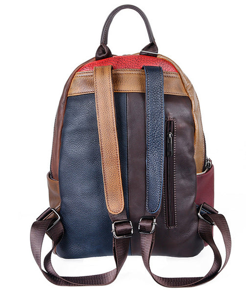 台灣李記皮具 李記 原創真皮手工 頭層牛皮 撞色系拼皮 手工擦色後背包 7C305號 頭層牛皮包包 皮革 原創手工真皮 皮件