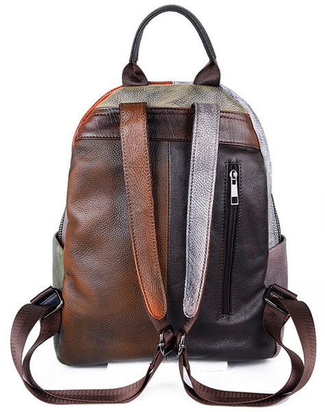 台灣李記皮具 李記 原創真皮手工 頭層牛皮 撞色系拼皮 手工擦色後背包 7C305號 頭層牛皮包包 皮革 原創手工真皮 皮件