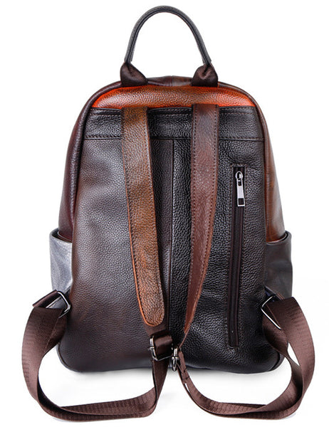 台灣李記皮具 李記 原創真皮手工 頭層牛皮 撞色系拼皮 手工擦色後背包 7C305號 頭層牛皮包包 皮革 原創手工真皮 皮件