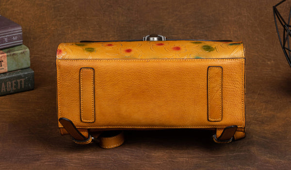 台灣李記皮具 李記 原創真皮手工 蜻蜓ボ蝴蝶浮花 頭層牛皮後背包 8C320號 頭層牛皮包包 皮革 原創手工真皮 皮件