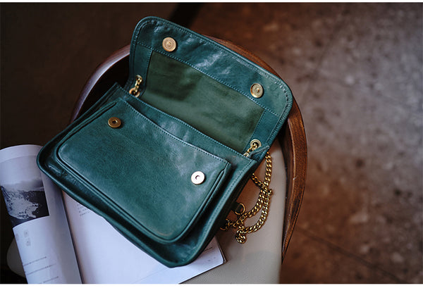 Taiwan Lee Kee Leather Goods Lee Kee original handmade leather tanned leather chain postman small square bag M6207 first layer cowhide bag leather original handmade leather leather goods