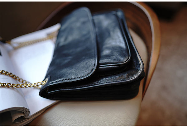 Taiwan Lee Kee Leather Goods Lee Kee Original Handmade Leather Tanned Leather Chain Postman Small Square Bag M6207 First Layer Cowhide Bag Leather Original Handmade Leather Leather Goods