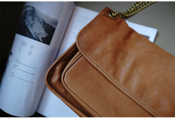 Taiwan Lee Kee Leather Goods Lee Kee Original Handmade Leather Tanned Leather Chain Postman Small Square Bag M6207 First Layer Cowhide Bag Leather Original Handmade Leather Leather Goods