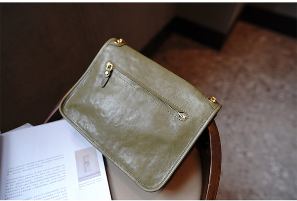 Taiwan Lee Kee Leather Goods Lee Kee Original Handmade Leather Tanned Leather Chain Postman Small Square Bag M6207 First Layer Cowhide Bag Leather Original Handmade Leather Leather Goods