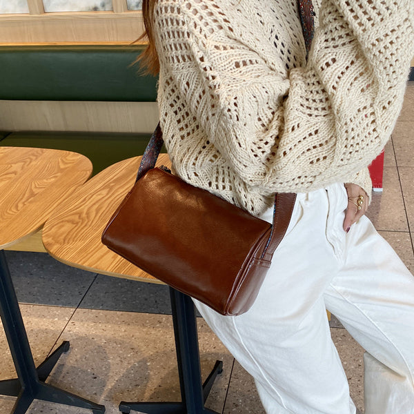 Taiwan Lee Kee Leather Goods Lee Kee Original Genuine Leather Handmade Ins Trendy Functional Messenger Bag No. 5110 First Layer Cowhide Bag Leather Original Handmade Genuine Leather Leather Goods