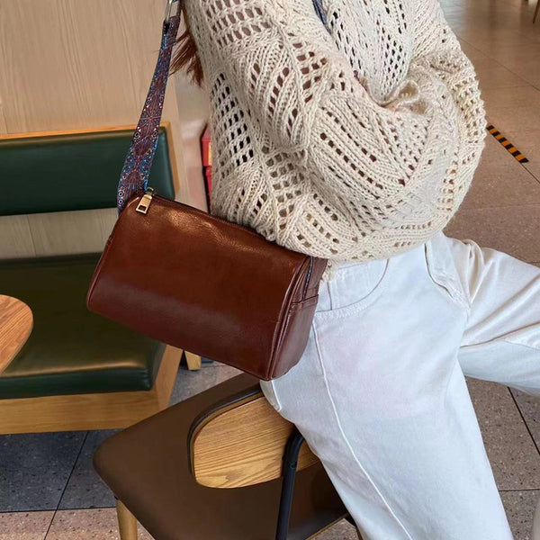 Taiwan Lee Kee Leather Goods Lee Kee Original Genuine Leather Handmade Ins Trendy Functional Messenger Bag No. 5110 First Layer Cowhide Bag Leather Original Handmade Genuine Leather Leather Goods