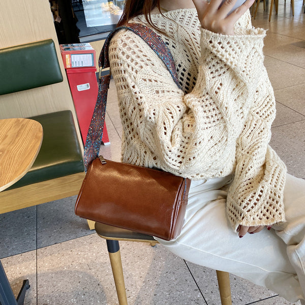 Taiwan Lee Kee Leather Goods Lee Kee Original Genuine Leather Handmade Ins Trendy Functional Messenger Bag No. 5110 First Layer Cowhide Bag Leather Original Handmade Genuine Leather Leather Goods