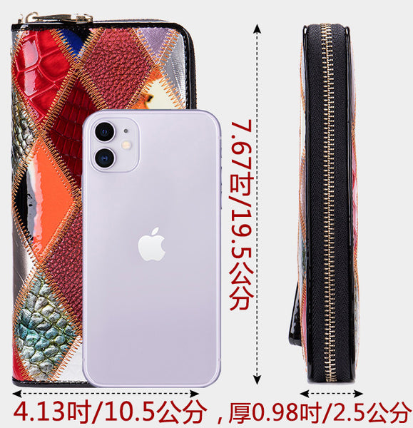 Taiwan Lee Kee Leather Goods Lee Kee Original Handmade Leather Caibu's Cow Leather Patent Leather Hand Wallet No. 1007 First Layer Cowhide Bag Leather Original Handmade Leather Leather Goods