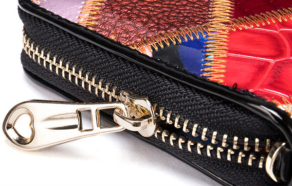 Taiwan Lee Kee Leather Goods Lee Kee Original Handmade Leather Caibu's Cow Leather Patent Leather Hand Wallet No. 1007 First Layer Cowhide Bag Leather Original Handmade Leather Leather Goods