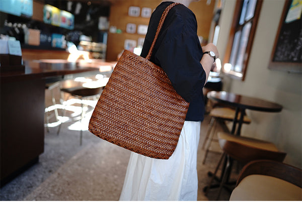 台灣李記皮具 李記 原創真皮手工 別注法式敞口 軟牛革の水桶型 托特包 M1014號 頭層牛皮包包 皮革 原創手工真皮 皮件