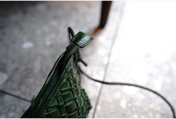 Taiwan Lee Kee Leather Goods Lee Kee original genuine leather handmade tree paste cow leather literary retro handwoven り shoulder bag M2015 first layer cowhide bag leather original handmade genuine leather leather goods