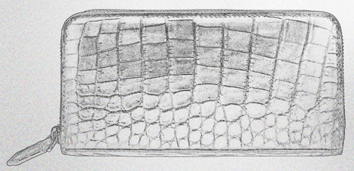 台灣李記皮具 李記 原創真皮手工 厳選輸入ワ上著 鱷魚皮嚴製 拉鏈錢夾 2002B號 頭層牛皮包包 皮革 原創手工真皮 皮件