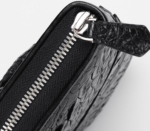 Taiwan Lee Kee Leather Goods Lee Kee Original genuine leather handmade Selection input crocodile leather strict zipper wallet No. 2002B First layer cowhide leather bag Leather Original handmade genuine leather Leather goods