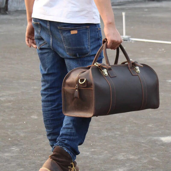 Taiwan Lee Kee Leather Goods Lee Kee Original Handmade Leather Crazy Horse Leather Handbag/Business Bag/Gym Bag No. A9022 First Layer Cowhide Bag Leather Original Handmade Leather Leather Goods