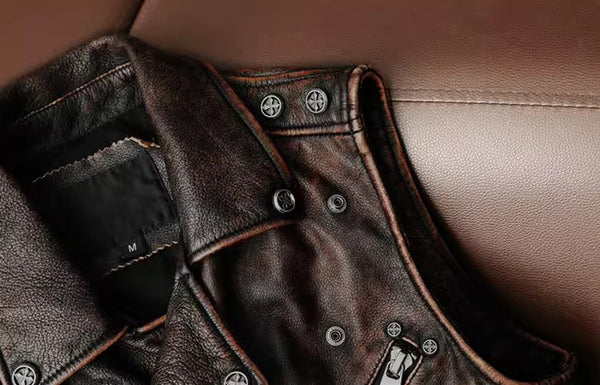 台灣李記皮具 李記 原創真皮手工 哈雷機車を備え多細節重工馬甲 1938號 頭層牛皮包包 皮革 原創手工真皮 皮件