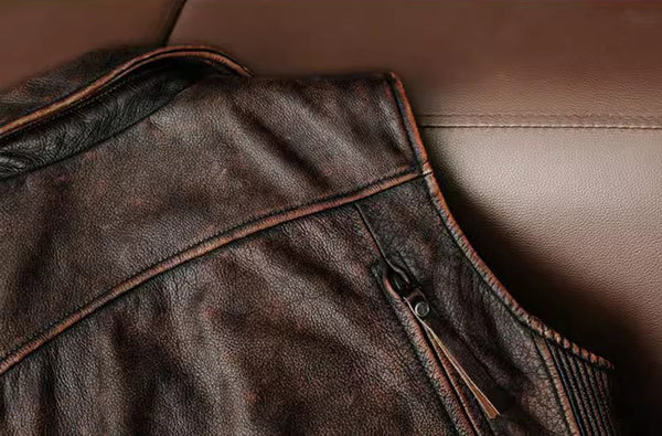 台灣李記皮具 李記 原創真皮手工 哈雷機車を備え多細節重工馬甲 1938號 頭層牛皮包包 皮革 原創手工真皮 皮件