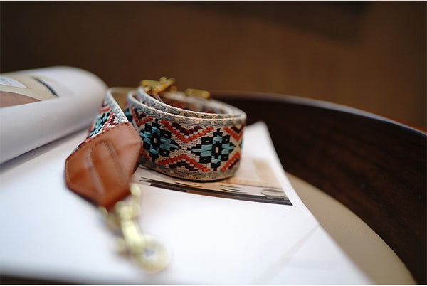 Taiwan Lee Kee Leather Goods Lee Kee original genuine leather handmade ethnic style retro adjustable and removable colorful knitted bag wide shoulder strap No. M7012 first layer cowhide leather bag leather original handmade genuine leather leather goods