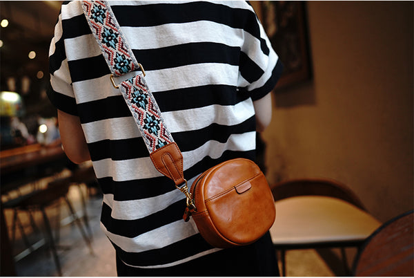 Taiwan Lee Kee Leather Goods Lee Kee original handmade leather ethnic style retro adjustable and removable colorful knitted bag wide shoulder strap No. M7012 first layer cowhide leather bag leather original handmade leather leather goods