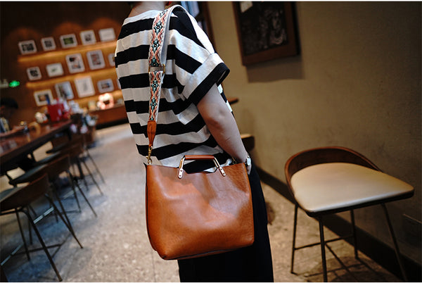 Taiwan Lee Kee Leather Goods Lee Kee original handmade leather ethnic style retro adjustable and removable colorful knitted bag wide shoulder strap No. M7012 first layer cowhide leather bag leather original handmade leather leather goods