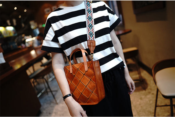Taiwan Lee Kee Leather Goods Lee Kee original handmade leather ethnic style retro adjustable and removable colorful knitted bag wide shoulder strap No. M7012 first layer cowhide leather bag leather original handmade leather leather goods