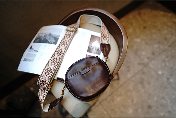 Taiwan Lee Kee Leather Goods Lee Kee original handmade leather ethnic style retro adjustable and removable colorful knitted bag wide shoulder strap No. M7012 first layer cowhide leather bag leather original handmade leather leather goods