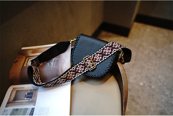 Taiwan Lee Kee Leather Goods Lee Kee original handmade leather ethnic style retro adjustable and removable colorful knitted bag wide shoulder strap No. M7012 first layer cowhide leather bag leather original handmade leather leather goods