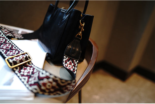 Taiwan Lee Kee Leather Goods Lee Kee original handmade leather ethnic style retro adjustable and removable colorful knitted bag wide shoulder strap No. M7012 first layer cowhide leather bag leather original handmade leather leather goods