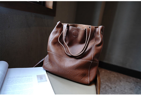 Taiwan Lee Kee Leather Goods Lee Kee Original Genuine Leather Handmade First-layer Soft Cowhide Retro Large Capacity Tote Bag No. M104 First-layer Cowhide Bag Leather Original Handmade Genuine Leather Leather Goods
