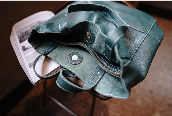 Taiwan Lee Kee Leather Goods Lee Kee Original Genuine Leather Handmade First-layer Soft Cowhide Retro Large Capacity Tote Bag No. M104 First-layer Cowhide Bag Leather Original Handmade Genuine Leather Leather Goods