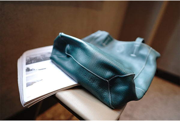 Taiwan Lee Kee Leather Goods Lee Kee Original Genuine Leather Handmade First-layer Soft Cowhide Retro Large Capacity Tote Bag No. M104 First-layer Cowhide Bag Leather Original Handmade Genuine Leather Leather Goods