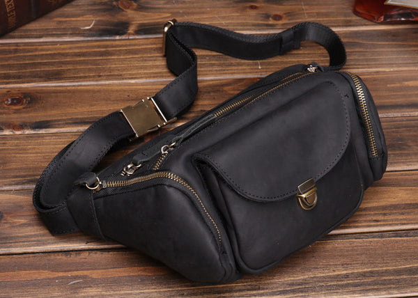 Taiwan Lee Kee Leather Goods Lee Kee original handmade leather European and American retro multi-compartment outdoor casual chest bag No. 0016 original handmade leather leather goods