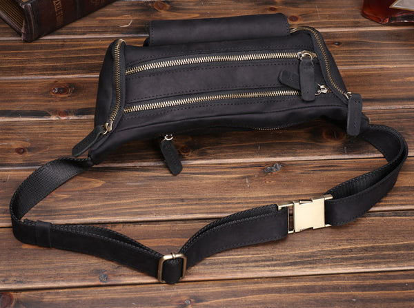 Taiwan Lee Kee Leather Goods Lee Kee original handmade leather European and American retro multi-compartment outdoor casual chest bag No. 0016 original handmade leather leather goods