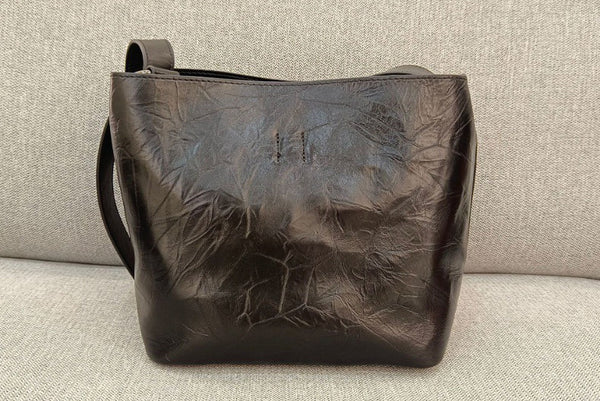 台灣李記皮具 李記 原創真皮手工 高級感 手抓紋 三角設計の手提包1182號原創手工真皮 皮件