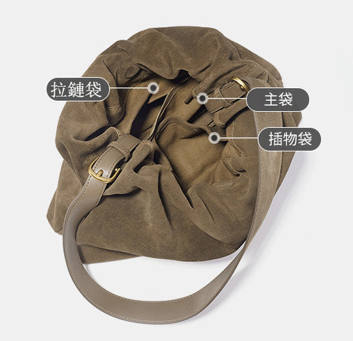 台灣李記皮具 李記 原創真皮手工 美拉德風マイナー設計褶皺雲朵包0117號原創手工真皮 皮件