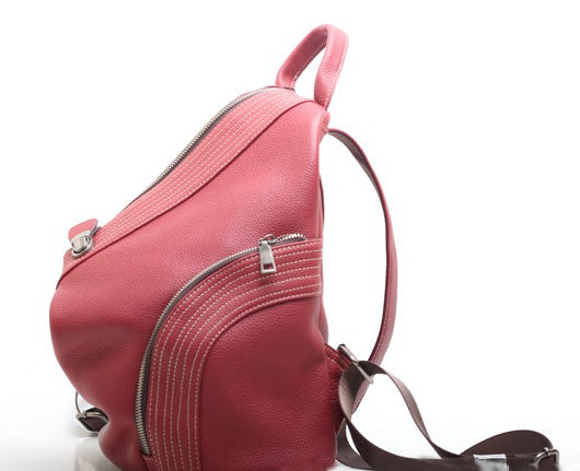 台灣李記皮具 李記 原創真皮手工 無性別セ男女本革バッ大容量純色後背包01976號原創手工真皮 皮件