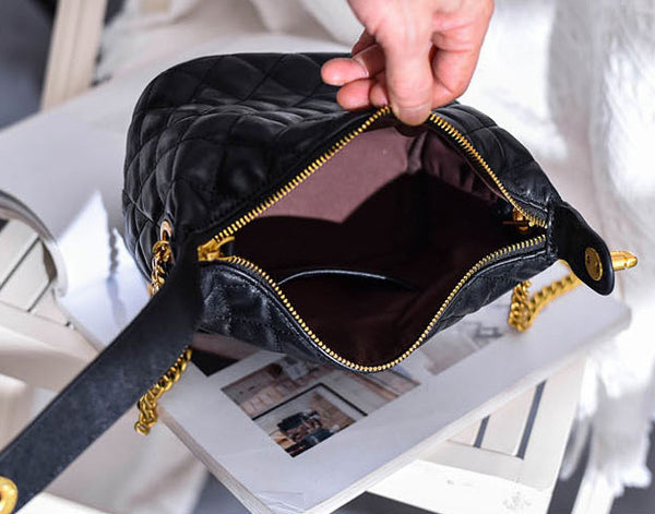 台灣李記皮具 李記 原創真皮手工       頭層牛皮 菱格鏈條 輕奢飯盒包030號原創手工真皮 皮件