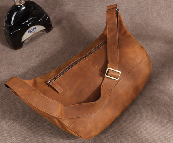 台灣李記皮具 李記 原創真皮手工 日韓 多機能瘋馬皮大容量胸包03321號原創手工真皮 皮件