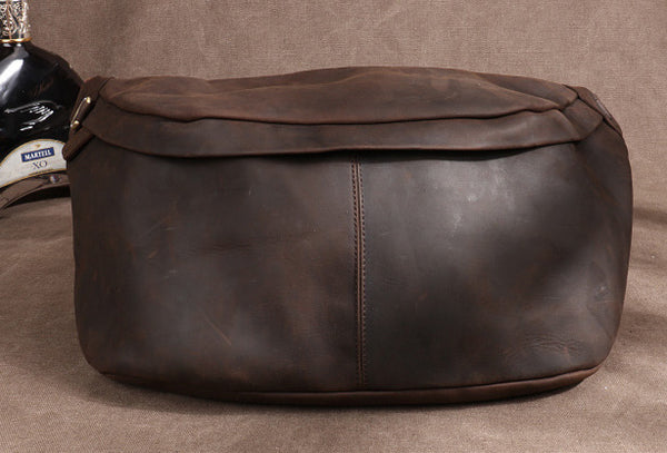 台灣李記皮具 李記 原創真皮手工 日韓 多機能瘋馬皮大容量胸包03321號原創手工真皮 皮件