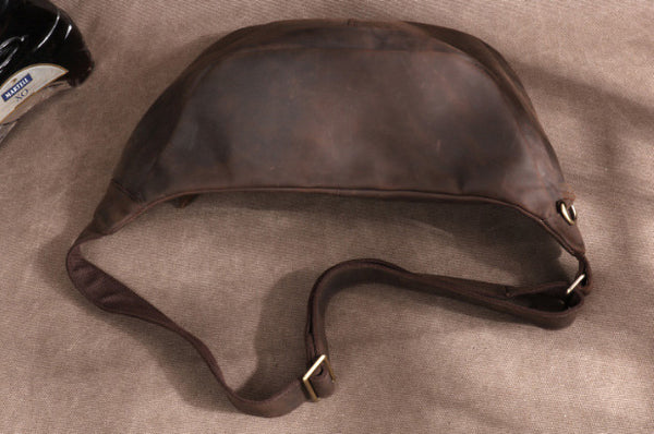 台灣李記皮具 李記 原創真皮手工 日韓 多機能瘋馬皮大容量胸包03321號原創手工真皮 皮件